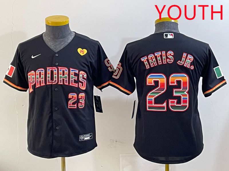 Youth San Diego Padres #23 Tatis jr Black Fashion Game 2025 Nike MLB Jersey style 4->youth mlb jersey->Youth Jersey